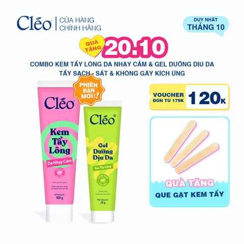  Combo Kem Tẩy Lông Nách, Tẩy Lông Tay Chân Cleo 100g & Gel Dưỡng Dịu Da 20g 