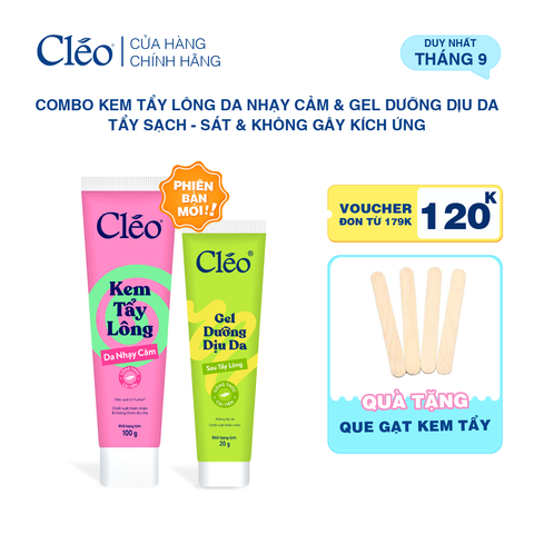  Combo Kem Tẩy Lông Nách, Tẩy Lông Tay Chân Cleo 100g & Gel Dưỡng Dịu Da 20g 