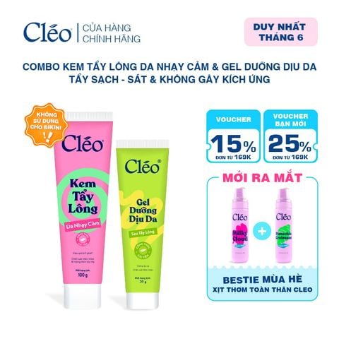  Combo Kem Tẩy Lông Nách, Tẩy Lông Tay Chân Cleo 100g & Gel Dưỡng Dịu Da 20g 