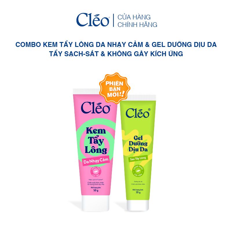  Combo Kem Tẩy Lông Nách, Tẩy Lông Tay Chân Cleo 50g & Gel Dưỡng Dịu Da 20g 