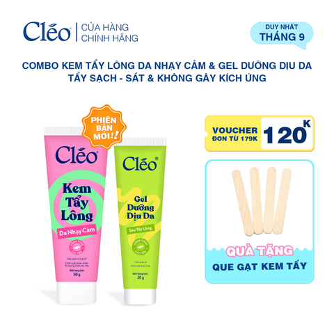 Combo Kem Tẩy Lông Nách, Tẩy Lông Tay Chân Cleo 50g & Gel Dưỡng Dịu Da 20g 