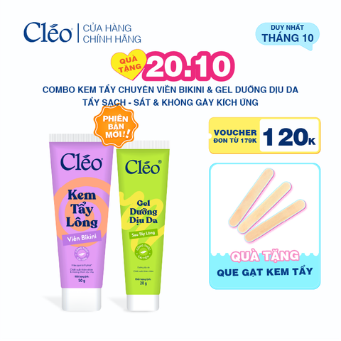  Combo Kem Tẩy Lông Viền Bikini Cleo 50g & Gel Dưỡng Dịu Da 20g 