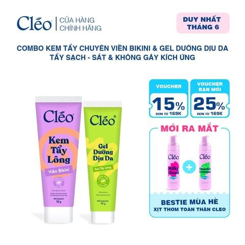  Combo Kem Tẩy Lông Viền Bikini Cleo 50g & Gel Dưỡng Dịu Da 20g 