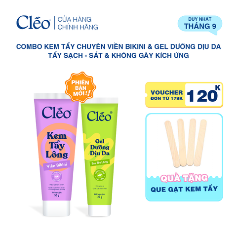  Combo Kem Tẩy Lông Viền Bikini Cleo 50g & Gel Dưỡng Dịu Da 20g 