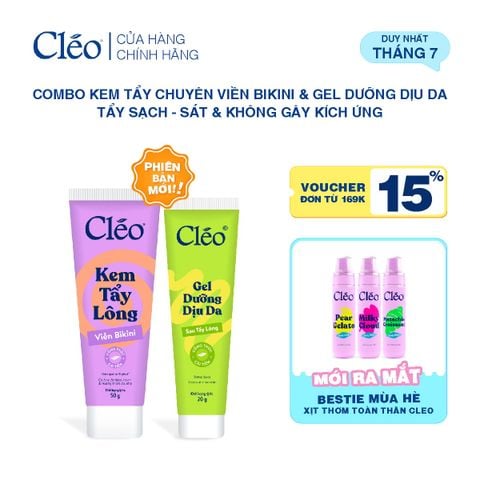  Combo Kem Tẩy Lông Viền Bikini Cleo 50g & Gel Dưỡng Dịu Da 20g 