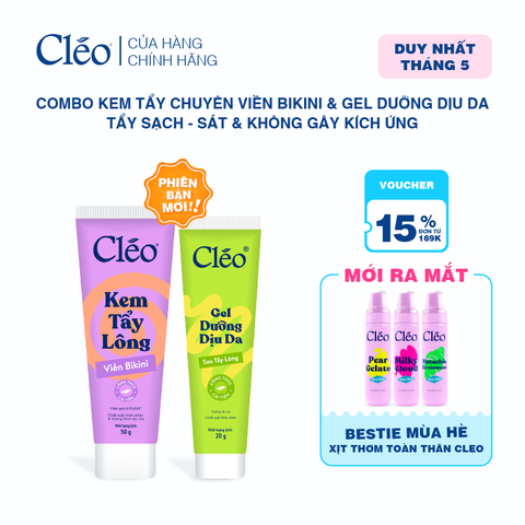  Combo Kem Tẩy Lông Viền Bikini Cleo 50g & Gel Dưỡng Dịu Da 20g 