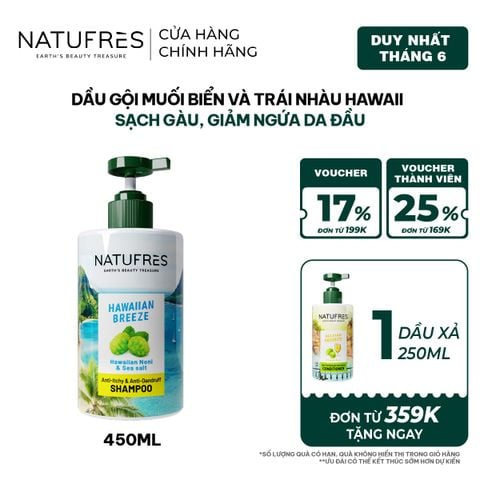  Dầu Gội Natufres Hawaiian Breeze Muối Biển & Trái Nhàu Hawaii 