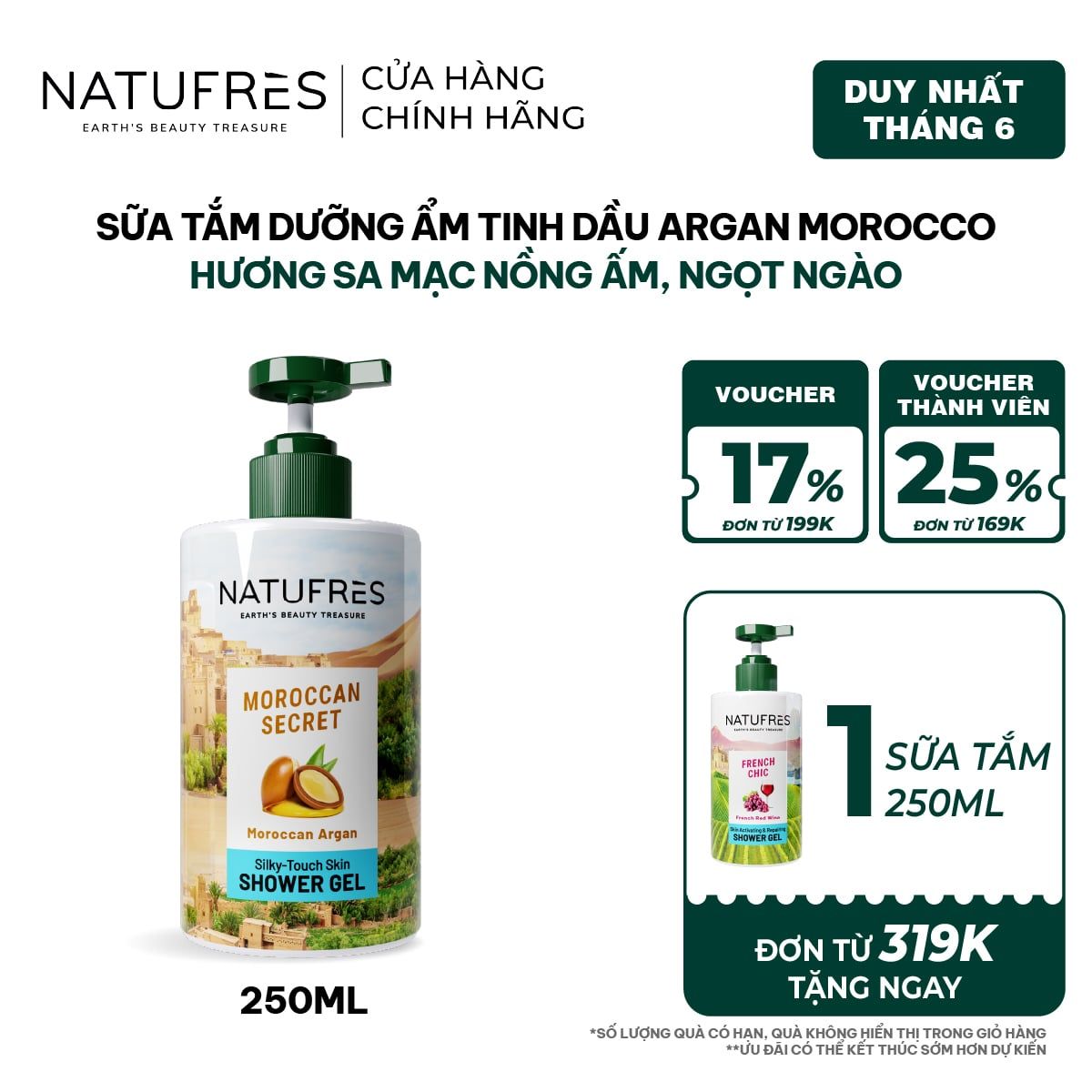  Sữa Tắm Natufres Moroccan Secret Tinh Dầu Argan Morocco 