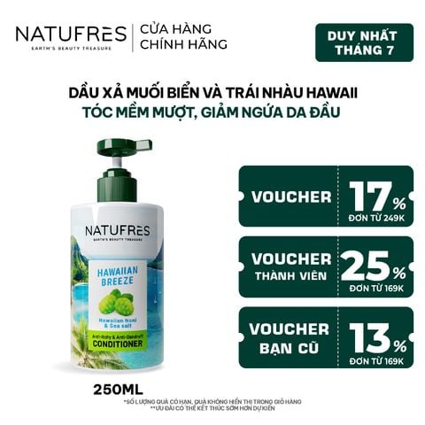  Dầu Xả Natufres Hawaiian Breeze Muối Biển & Trái Nhàu Hawaii 