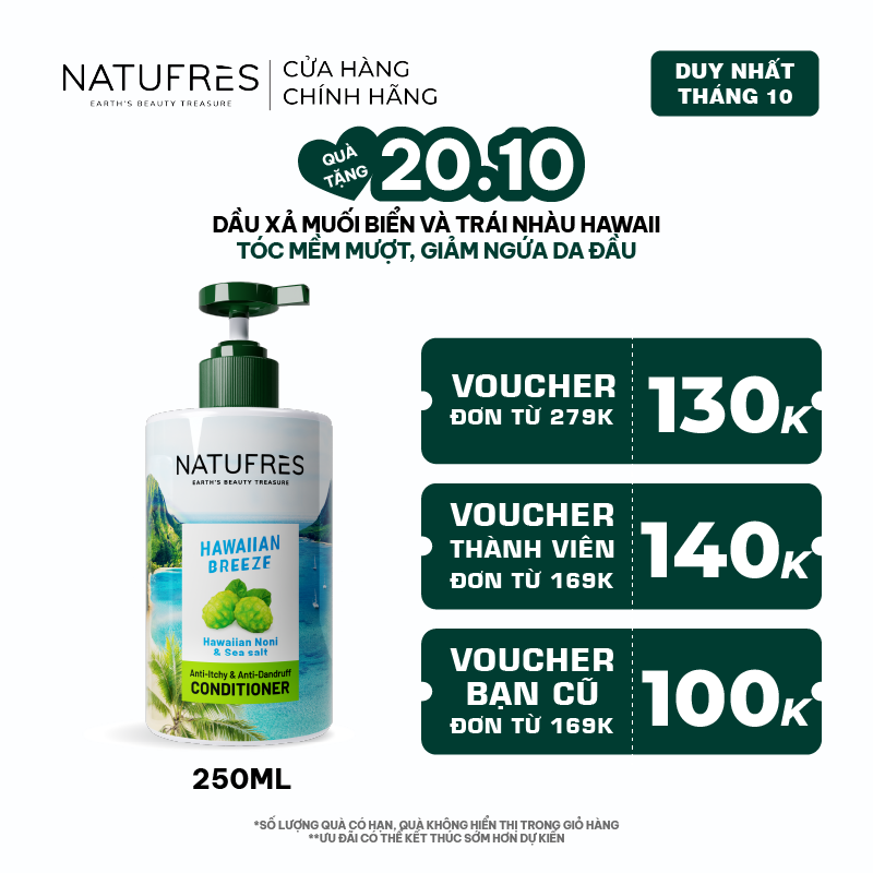  Dầu Xả Natufres Hawaiian Breeze Muối Biển & Trái Nhàu Hawaii 