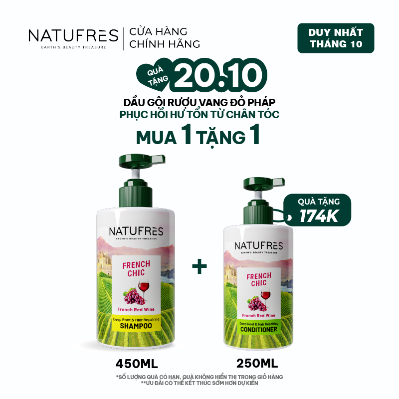  Dầu Gội Natufres French Chic Rượu Vang Đỏ Bordeaux 