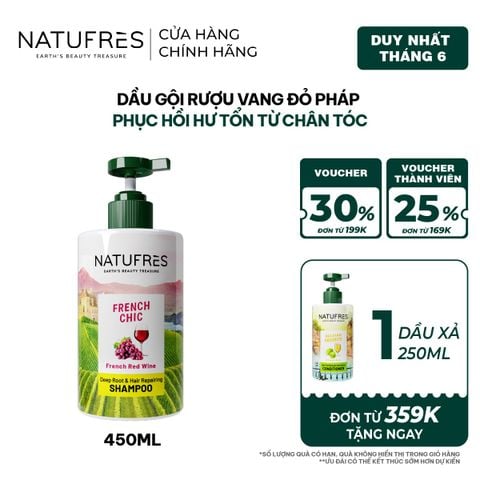  Dầu Gội Natufres French Chic Rượu Vang Đỏ Bordeaux 
