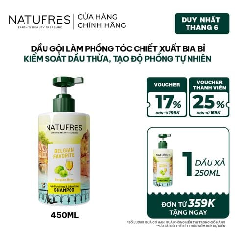  Dầu Gội Natufres Belgian Favorite Chiết Xuất Bia Bỉ 