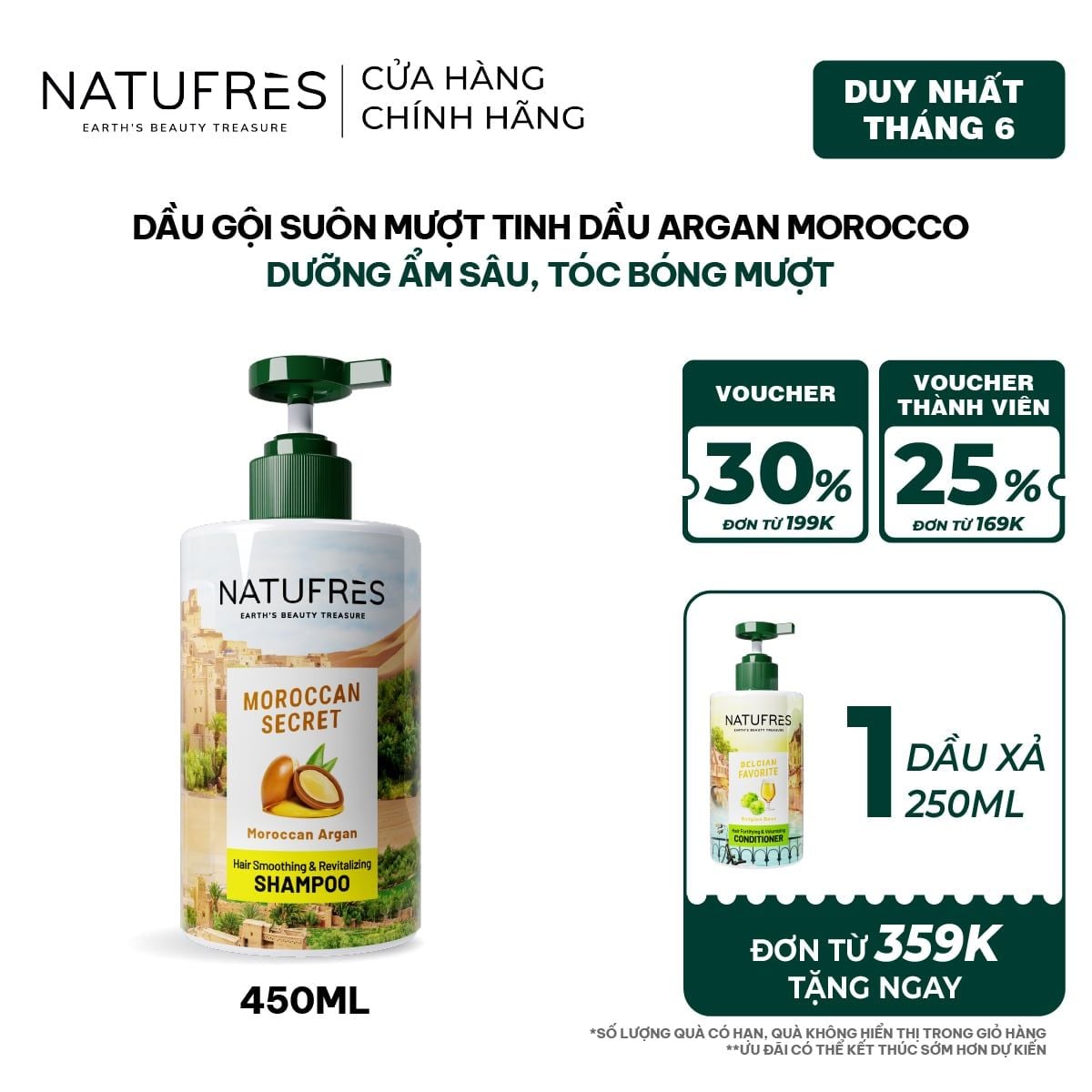  Dầu Gội Natufres Moroccan Secret Tinh Dầu Argan Morocco 