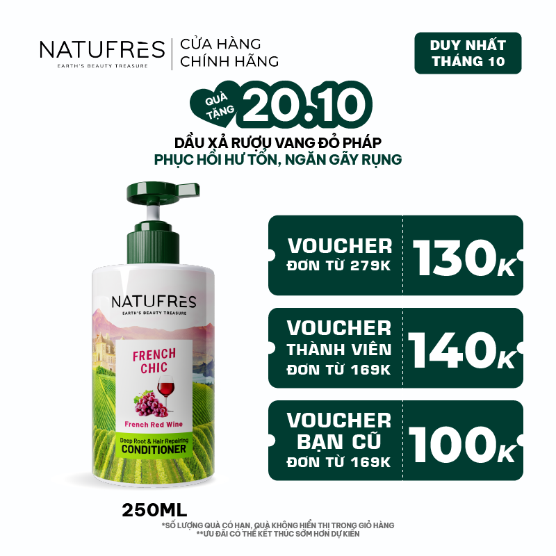  Dầu Xả Natufres French Chic Rượu Vang Đỏ Bordeaux 