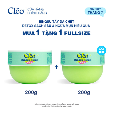 Bingsu Tẩy Da Chết Matcha Cleo - Làm Sạch Sâu Lỗ Chân Lông, Ngừa Mụn Lưng 200g 