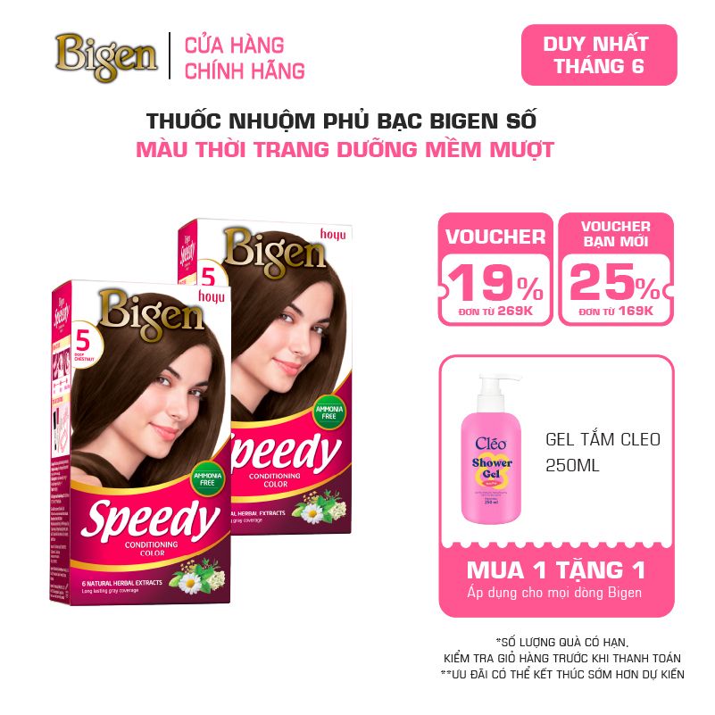  Combo 2 Thuốc Nhuộm Tóc Phủ Bạc Tại Nhà Bigen Số - Phủ Bạc Thảo Dược, Màu Thời Trang 80ml 