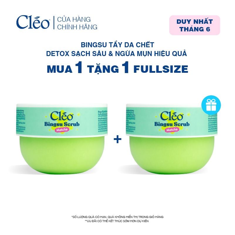  Bingsu Tẩy Da Chết Matcha Cleo - Làm Sạch Sâu Lỗ Chân Lông, Ngừa Mụn Lưng 200g 