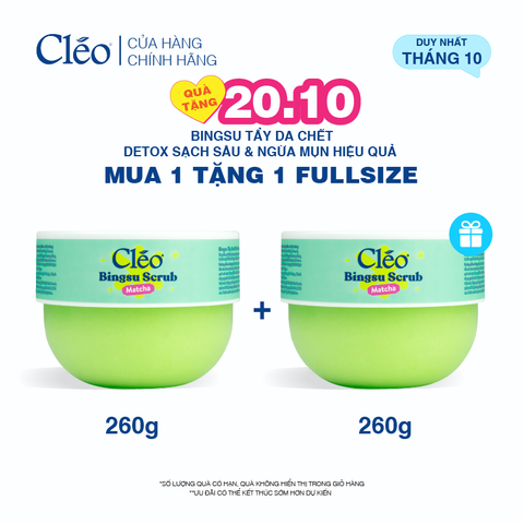  Bingsu Tẩy Da Chết Matcha Cleo - Làm Sạch Sâu Lỗ Chân Lông, Ngừa Mụn Lưng 200g 