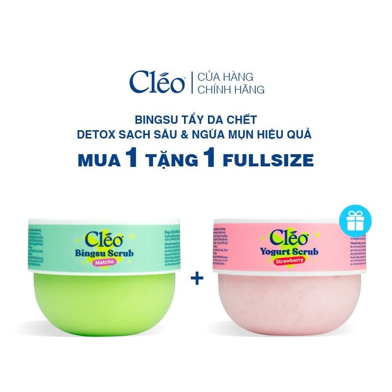  Bingsu Tẩy Da Chết Matcha Cleo - Làm Sạch Sâu Lỗ Chân Lông, Ngừa Mụn Lưng 200g 