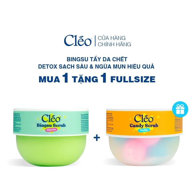  Bingsu Tẩy Da Chết Matcha Cleo - Làm Sạch Sâu Lỗ Chân Lông, Ngừa Mụn Lưng 200g 