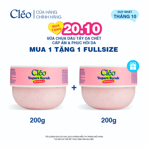  Sữa Chua Tẩy Da Chết Yogurt Strawberry Cleo - Làm Sạch Dịu Nhẹ, Cấp Ẩm Sâu Cho Da 200ml 