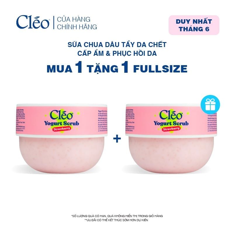  Sữa Chua Tẩy Da Chết Yogurt Strawberry Cleo - Làm Sạch Dịu Nhẹ, Cấp Ẩm Sâu Cho Da 200ml 