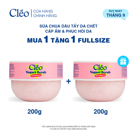  Sữa Chua Tẩy Da Chết Yogurt Strawberry Cleo - Làm Sạch Dịu Nhẹ, Cấp Ẩm Sâu Cho Da 200ml 