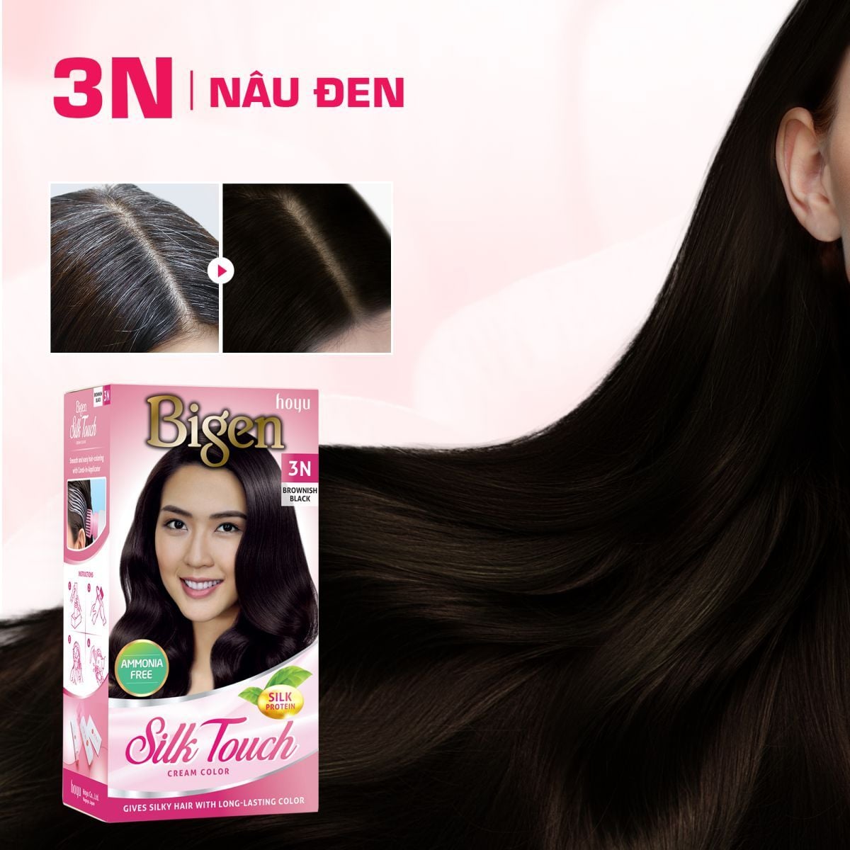  Thuốc Nhuộm Tóc Phủ Bạc Tại Nhà Bigen Silk Touch - Phủ Bạc Thảo Dược, Màu Thời Trang, Dưỡng Tóc Mềm Mượt 135ml 