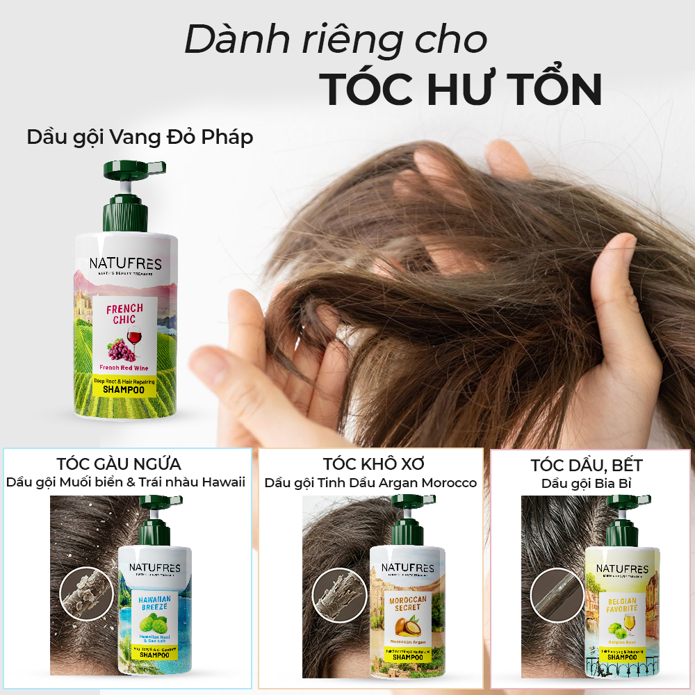  Dầu Gội Natufres French Chic Rượu Vang Đỏ Bordeaux 