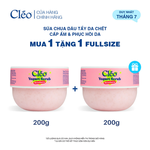  Sữa Chua Tẩy Da Chết Yogurt Strawberry Cleo - Làm Sạch Dịu Nhẹ, Cấp Ẩm Sâu Cho Da 200ml 