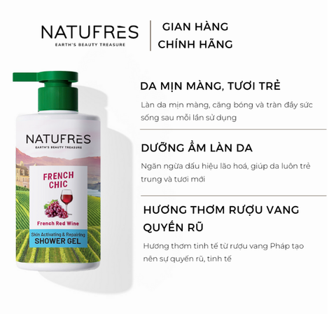  Sữa Tắm Natufres French Chic Rượu Vang Đỏ Bordeaux 