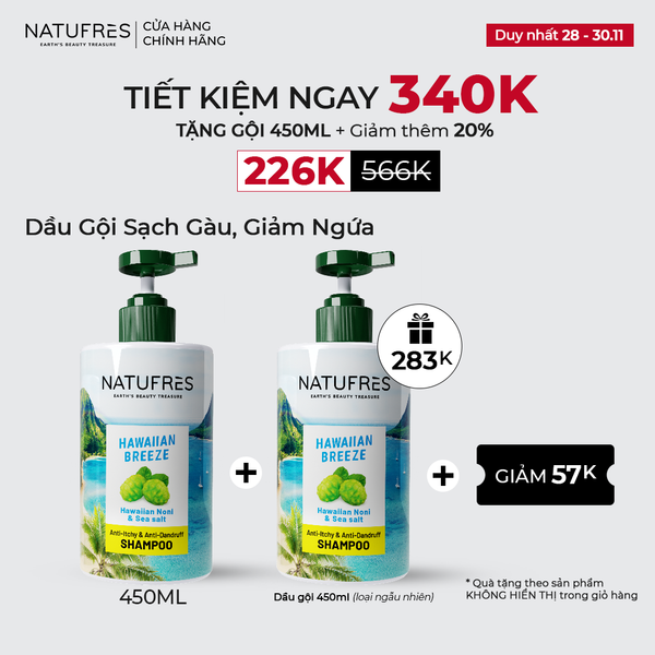 DẦU GỘI Natufres HAWAIIAN BREEZE - Muối biển và trái nhàu Hawaii