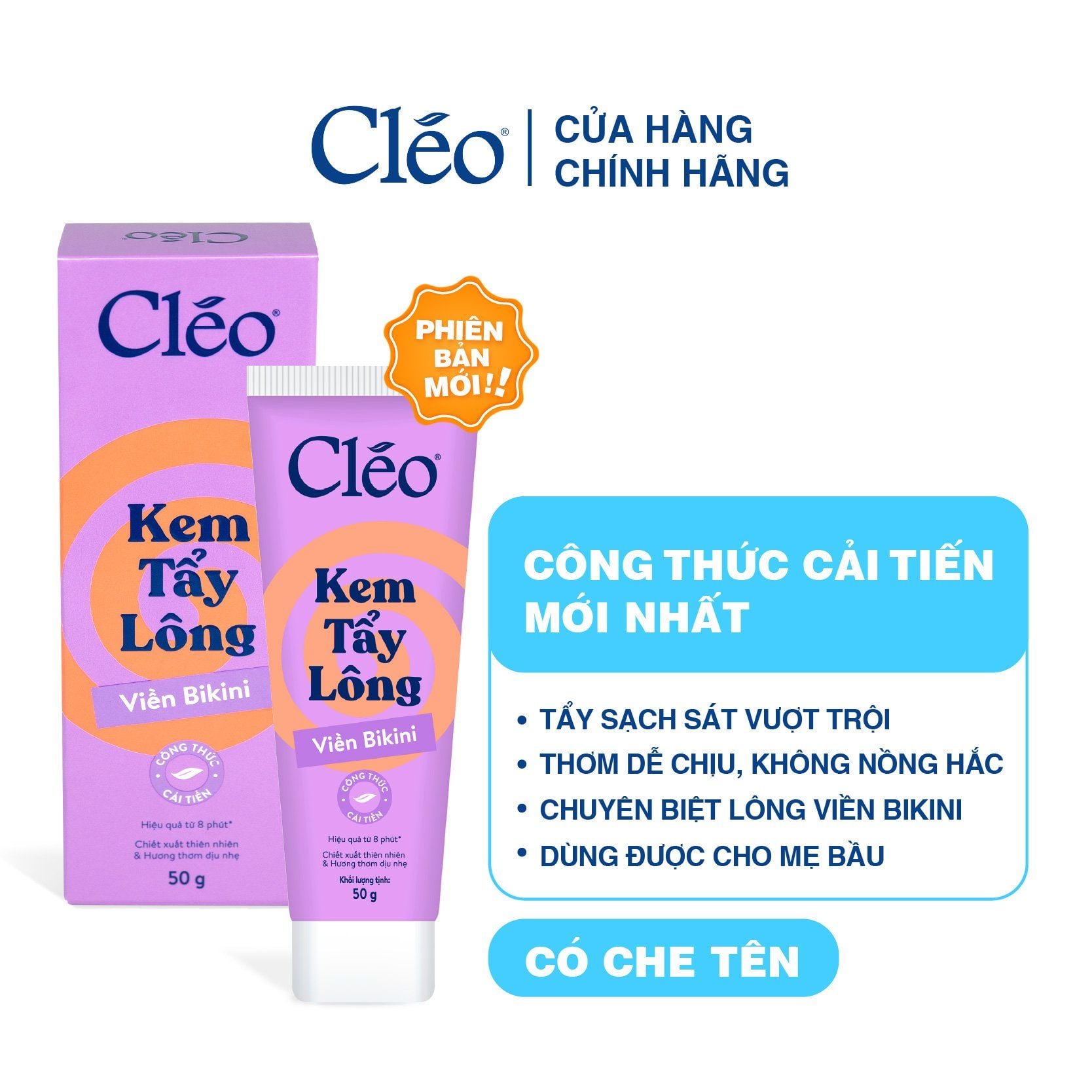  Kem Tẩy Lông Viền Bikini Cleo - Sạch Sát, Không Kích Ứng 50g 