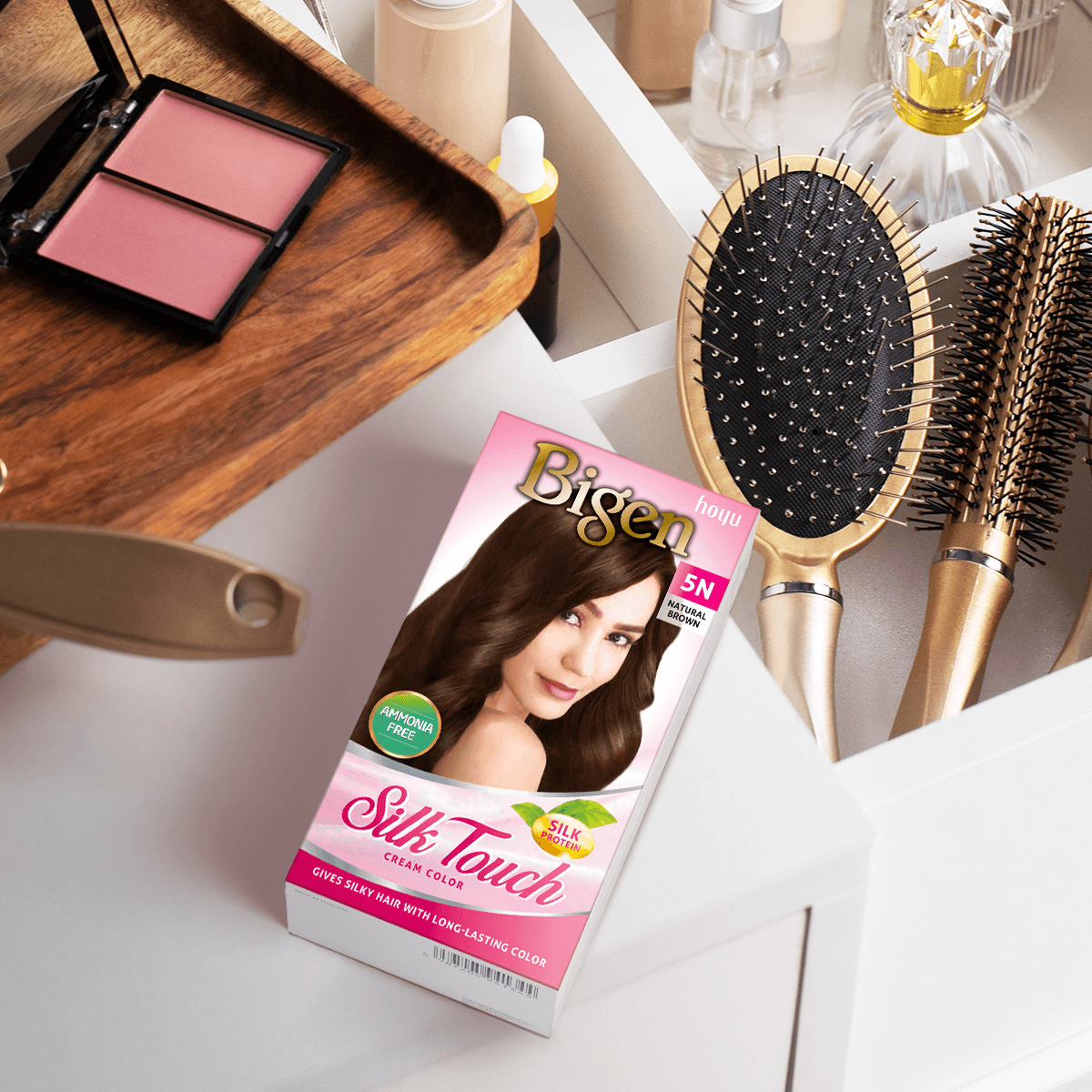  Thuốc Nhuộm Tóc Phủ Bạc Tại Nhà Bigen Silk Touch - Phủ Bạc Thảo Dược, Màu Thời Trang, Dưỡng Tóc Mềm Mượt 135ml 