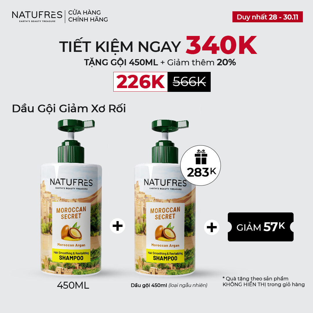 DẦU GỘI Natufres MOROCCAN SECRET - Tinh dầu Argan Morocco