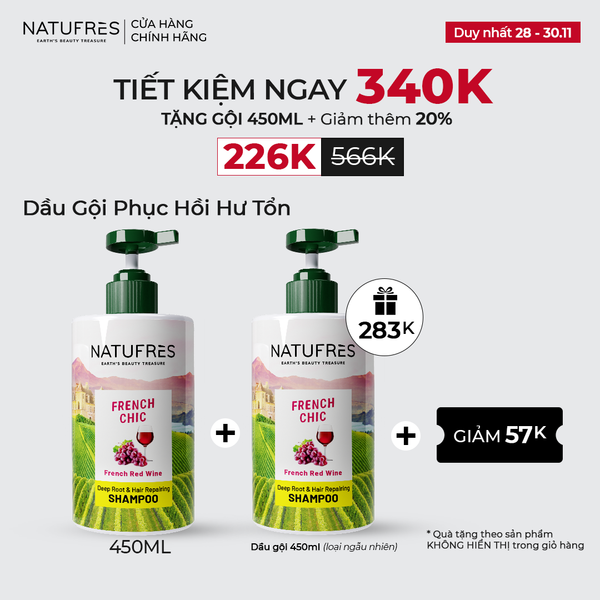 DẦU GỘI Natufres FRENCH CHIC - Rượu vang đỏ BORDEAUX