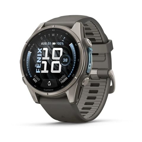 Garmin fēnix 9 – 43mm – Chất liệu titan với dây đeo silicon màu xám sỏi