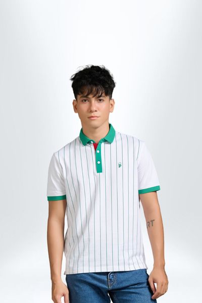 Áo Polo Nam PILI Thiết Kế Kẻ Sọc Thân Áo – Màu Xanh lá