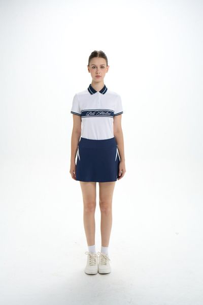 Áo Polo Nữ Classic Phối Sọc Ngang PILI ATELIER – Màu Xanh navy