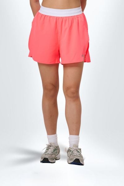 Quần Short Thể Thao Nữ PILI Phối Vạt Chéo – Màu Hồng neon