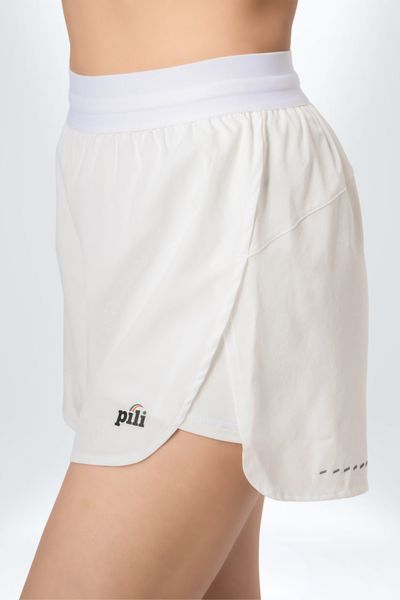 Quần Short Thể Thao Nữ PILI Phối Vạt Chéo – Màu Trắng