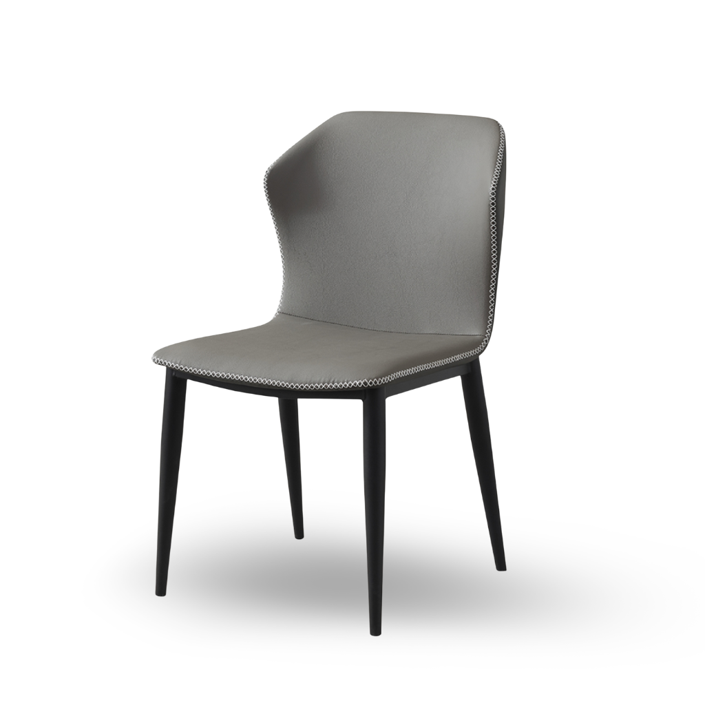  Ghế ăn, da CN màu xám đậm, chân kim loại, 44*58*83cm 