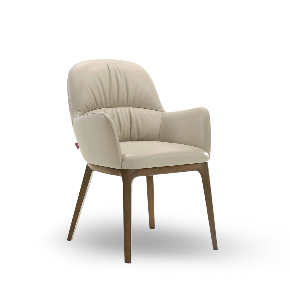  Ghế ăn có tay, 100% da màu WHEAT 805, chân gỗ CS màu HS503, W585*D630*H880MM 