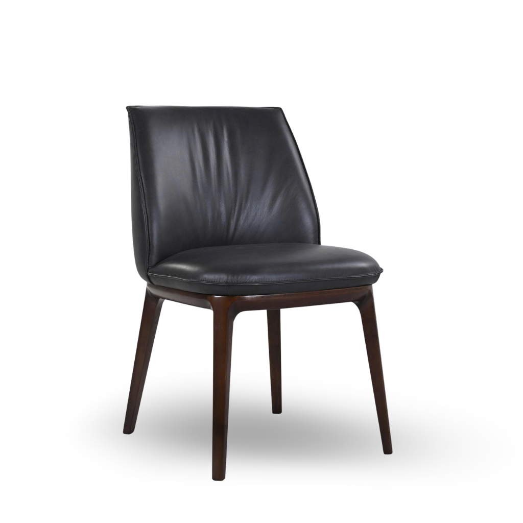  Ghế ăn, 100% da 660 màu đen, chân gỗ màu HS234, W520*D610*H845MM 