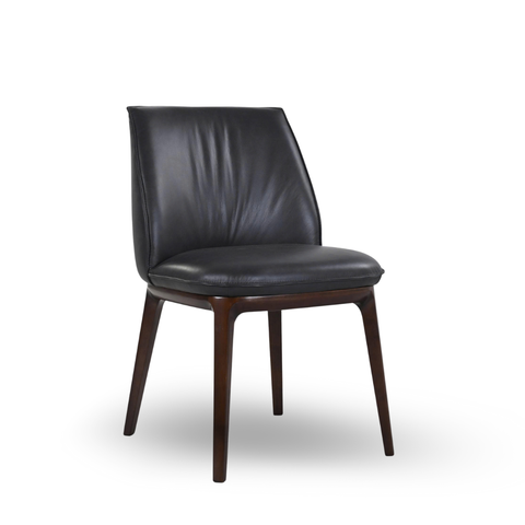  Ghế ăn, 100% da 660 màu đen, chân gỗ màu HS234, W520*D610*H845MM 