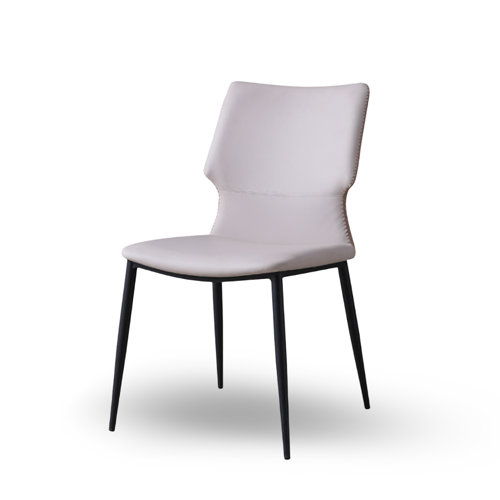  Ghế ăn, da CN màu trắng kem, chân kim loại, 45*61*84cm 