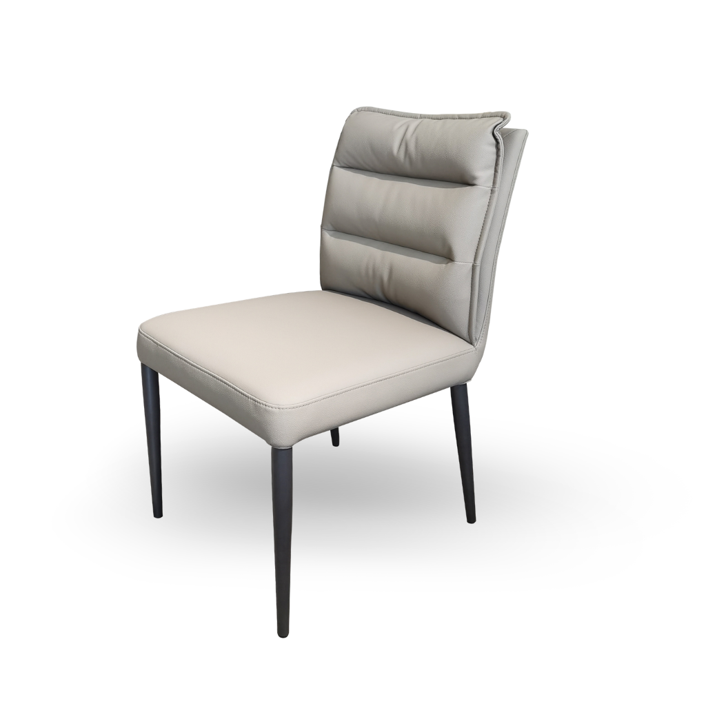  Ghế ăn, da CN màu kaki, chân kim loại màu xám bạc, 47*65*81(47)cm 