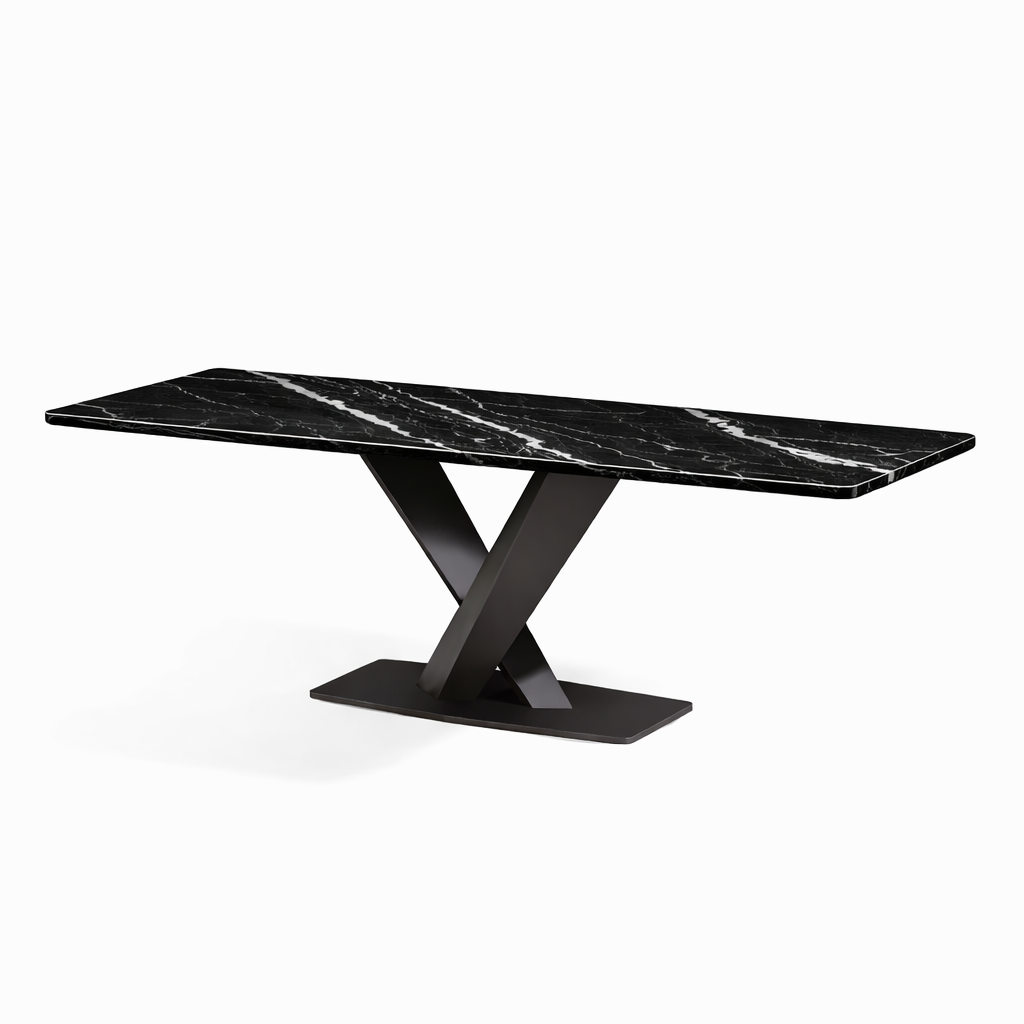  Bàn ăn, đá Black Maqurina marble, 2400*1200*750mm, Đen 