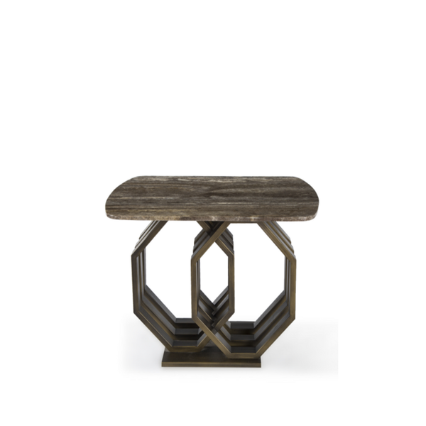  Bàn salon góc, đá Travertine marble, 760*600*500mm 